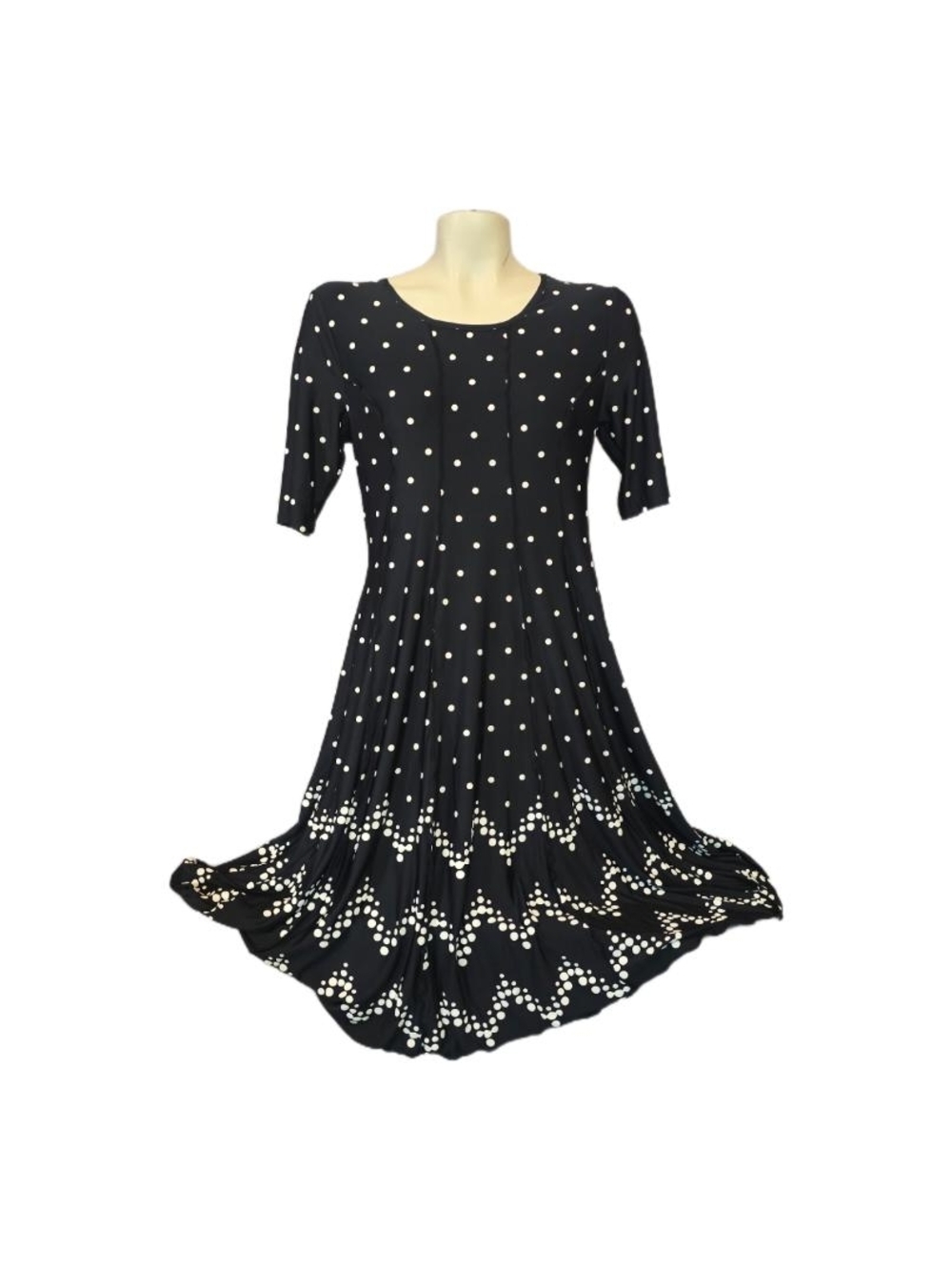 Cato‎ Black Polka Dot Swing Dress - Elegant Everyday Style Size Small